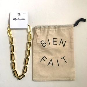 Madewell Colorblock Black and Gold Enamel Chunky Chain Necklace, BNWT